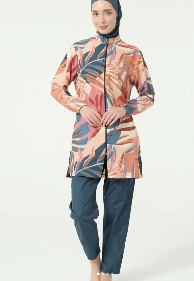 Tropical Print Modest Swimwear Set